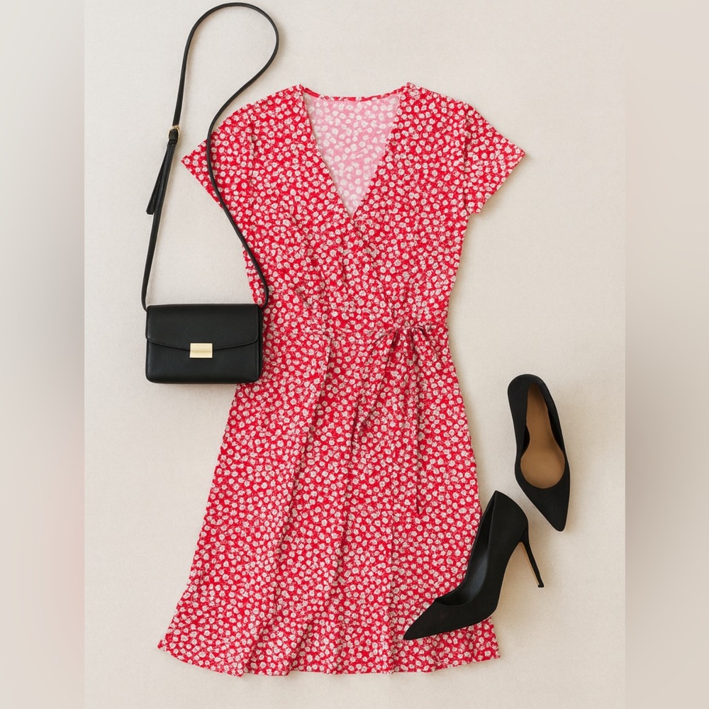 Jessica Howard Red Floral Midi Dress